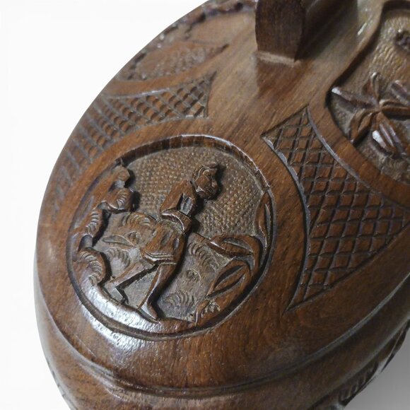 Vintage Madagascar Carved Wood Dish Tribal Handcrafted Decorative Art Piece - Picture 8 of 16